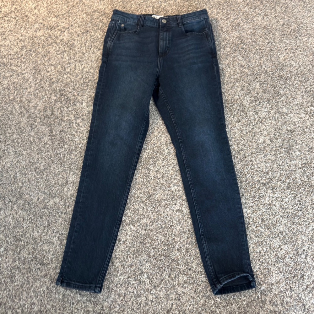 Zara Women Dark Wash Slim Fit Denim Jeans Size 8 Indigo Tapered Leg